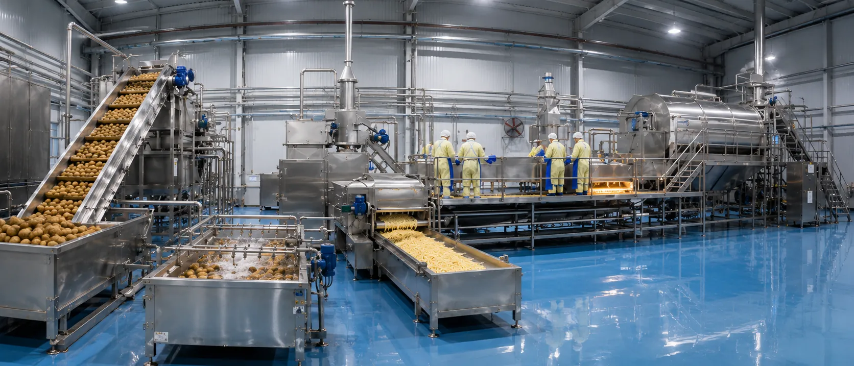 Junsheng frozen French fries production process from potato cutting to quick freezing