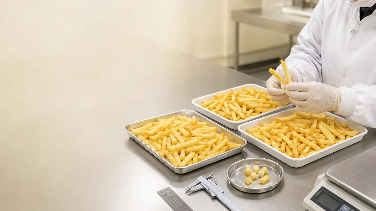 Junsheng frozen French fries quality control inspection at the factory